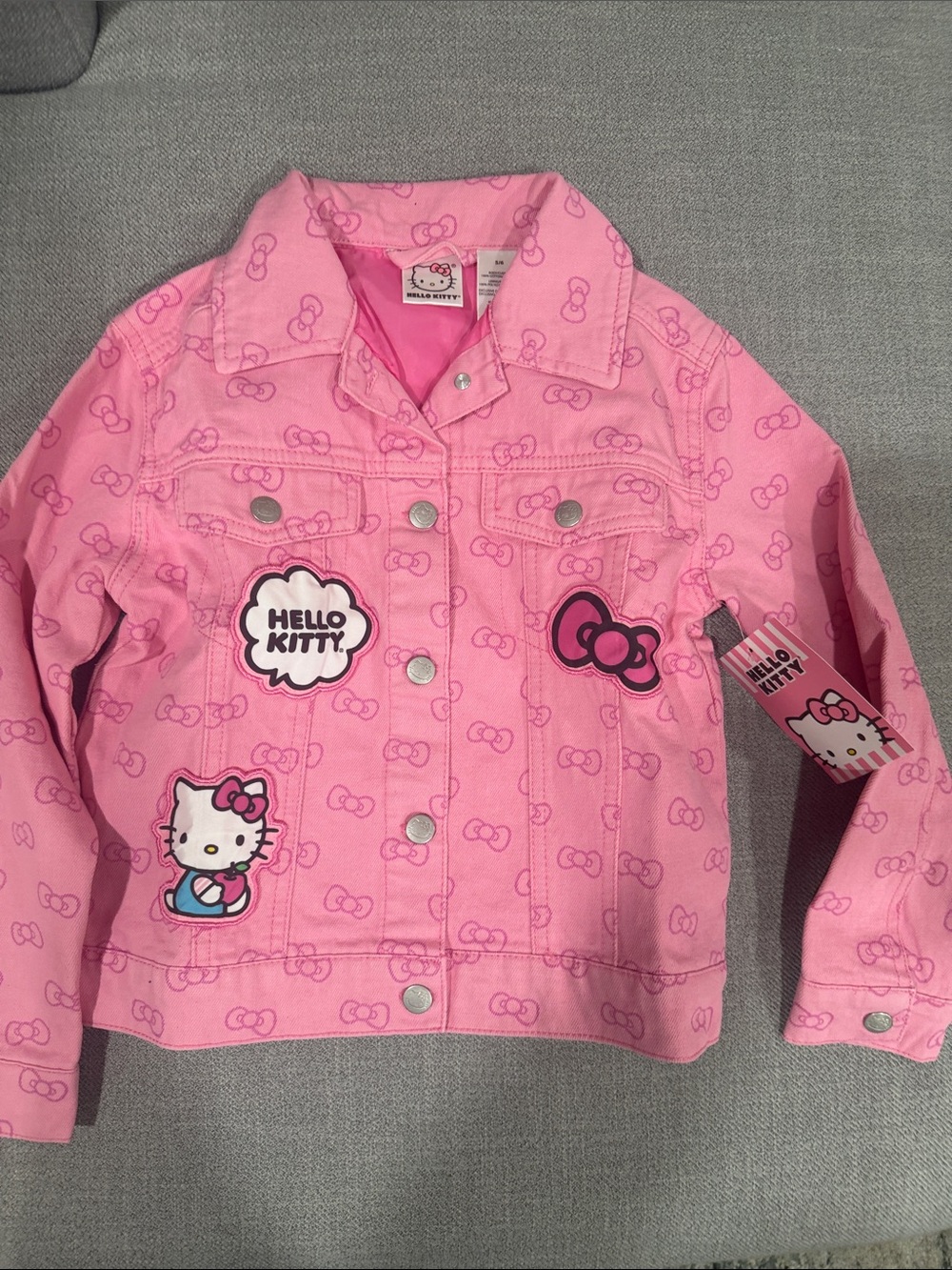 Hello Kitty Pink Denim Jacket with Character Patches